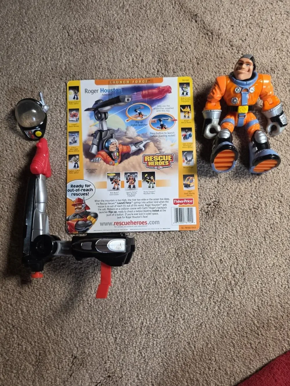 Fisher Price Rescue Heroes Roger Houston Launch Force 78192 Rocket 2001 Toy